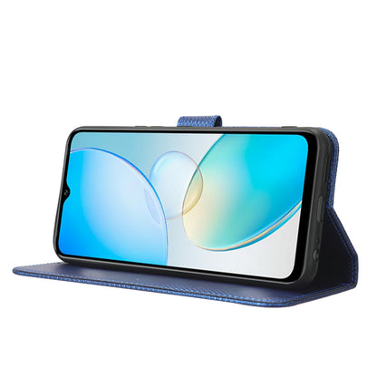 For Infinix Hot 12 Pro 4G X668C PU Leather Flip Folio Case Diamond Texture Stand Soft TPU Inner Shell Phone Cover with Strap