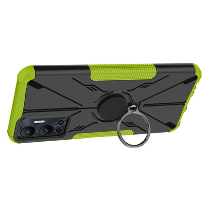 For Infinix Hot 12 4G Hard PC Soft TPU Impact-Resistant Cover Ring Car Mount Kickstand Shockproof Protective Phone Case