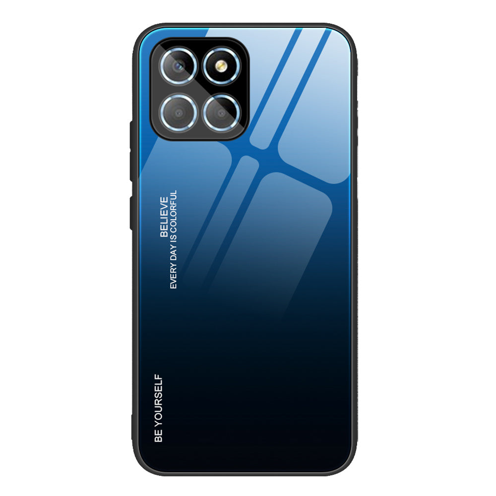 For Honor X8 5G Gradient Color Back Cover Hard Tempered Glass PC Back Soft TPU Frame Shockproof Protective Phone Case