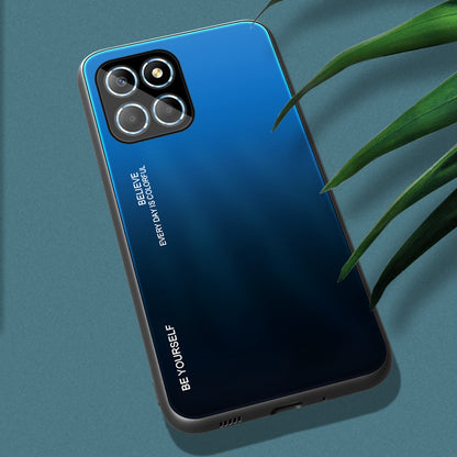 For Honor X8 5G Gradient Color Back Cover Hard Tempered Glass PC Back Soft TPU Frame Shockproof Protective Phone Case