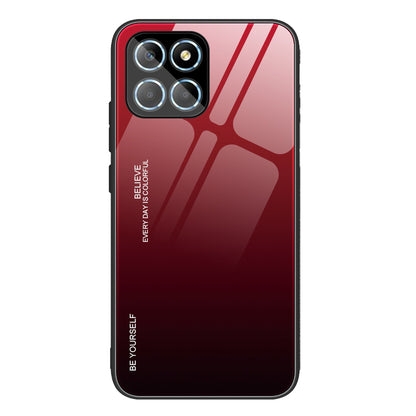 For Honor X8 5G Gradient Color Back Cover Hard Tempered Glass PC Back Soft TPU Frame Shockproof Protective Phone Case
