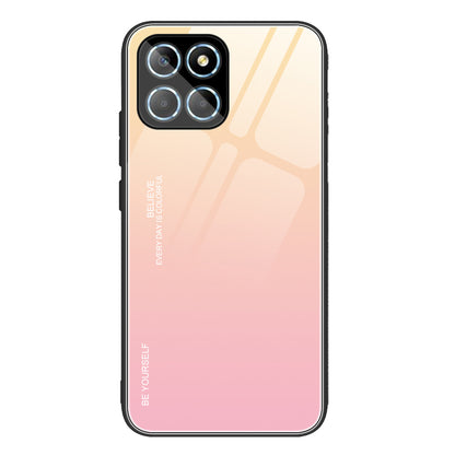 For Honor X8 5G Gradient Color Back Cover Hard Tempered Glass PC Back Soft TPU Frame Shockproof Protective Phone Case