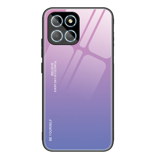 For Honor X8 5G Gradient Color Back Cover Hard Tempered Glass PC Back Soft TPU Frame Shockproof Protective Phone Case