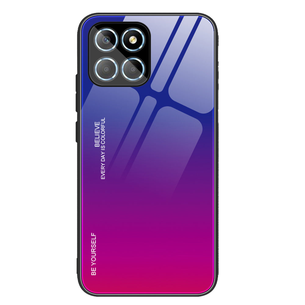 For Honor X8 5G Gradient Color Back Cover Hard Tempered Glass PC Back Soft TPU Frame Shockproof Protective Phone Case