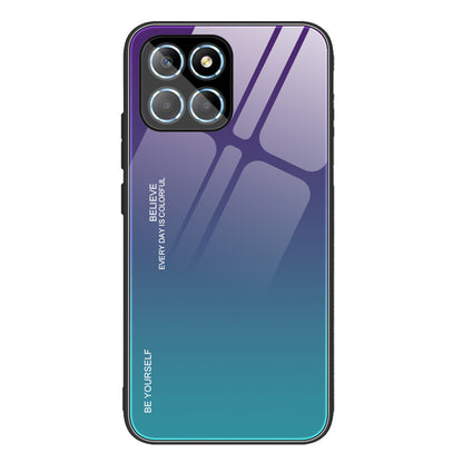 For Honor X8 5G Gradient Color Back Cover Hard Tempered Glass PC Back Soft TPU Frame Shockproof Protective Phone Case