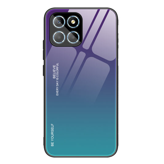 For Honor X8 5G Gradient Color Back Cover Hard Tempered Glass PC Back Soft TPU Frame Shockproof Protective Phone Case
