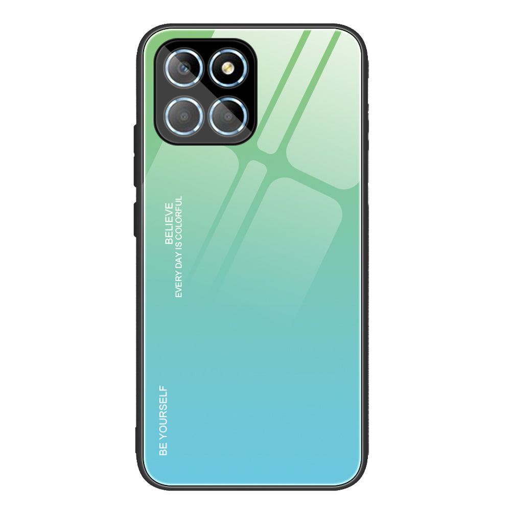 For Honor X8 5G Gradient Color Back Cover Hard Tempered Glass PC Back Soft TPU Frame Shockproof Protective Phone Case