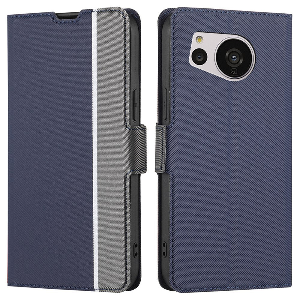 For Sharp Aquos Sense 7 SH-V48 Twill Texture PU Leather Ultra-thin Stand Phone Case Magnetic Card Slots Anti-drop Cover