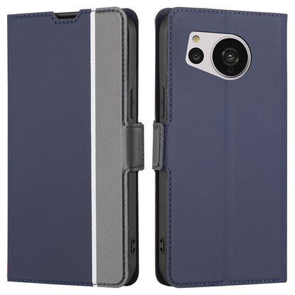 For Sharp Aquos Sense 7 SH-V48 Twill Texture PU Leather Ultra-thin Stand Phone Case Magnetic Card Slots Anti-drop Cover