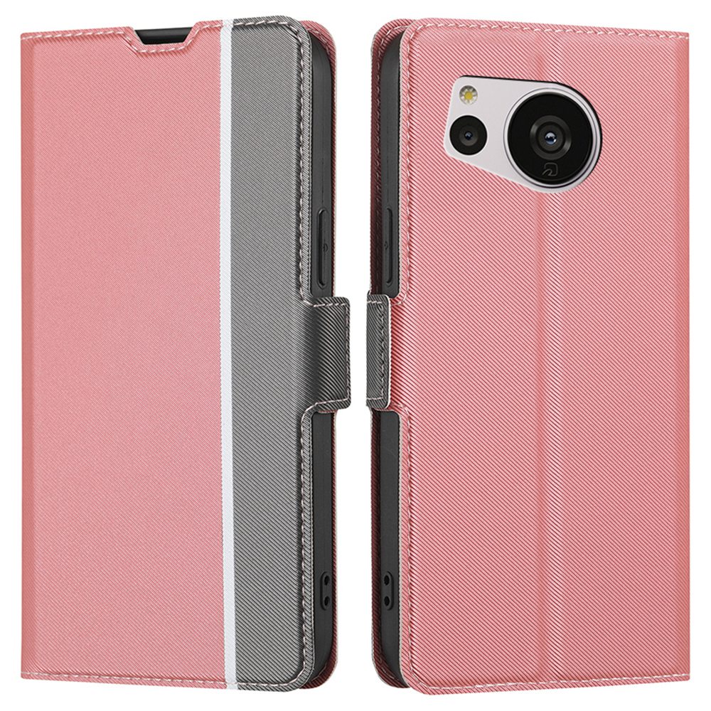 For Sharp Aquos Sense 7 SH-V48 Twill Texture PU Leather Ultra-thin Stand Phone Case Magnetic Card Slots Anti-drop Cover