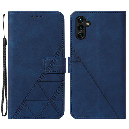 YB Imprinting Series-1 For Samsung Galaxy A14 5G Business Imprinted Lines PU Leather Shockproof Cover Phone Stand Wallet Case
