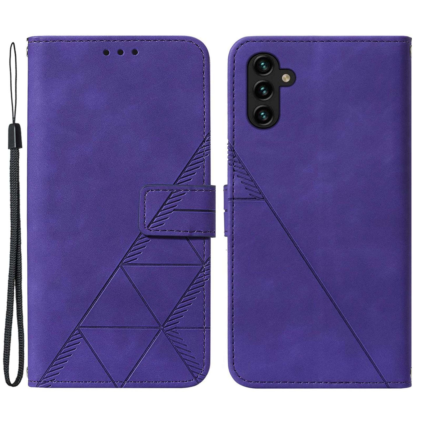 YB Imprinting Series-1 For Samsung Galaxy A14 5G Business Imprinted Lines PU Leather Shockproof Cover Phone Stand Wallet Case