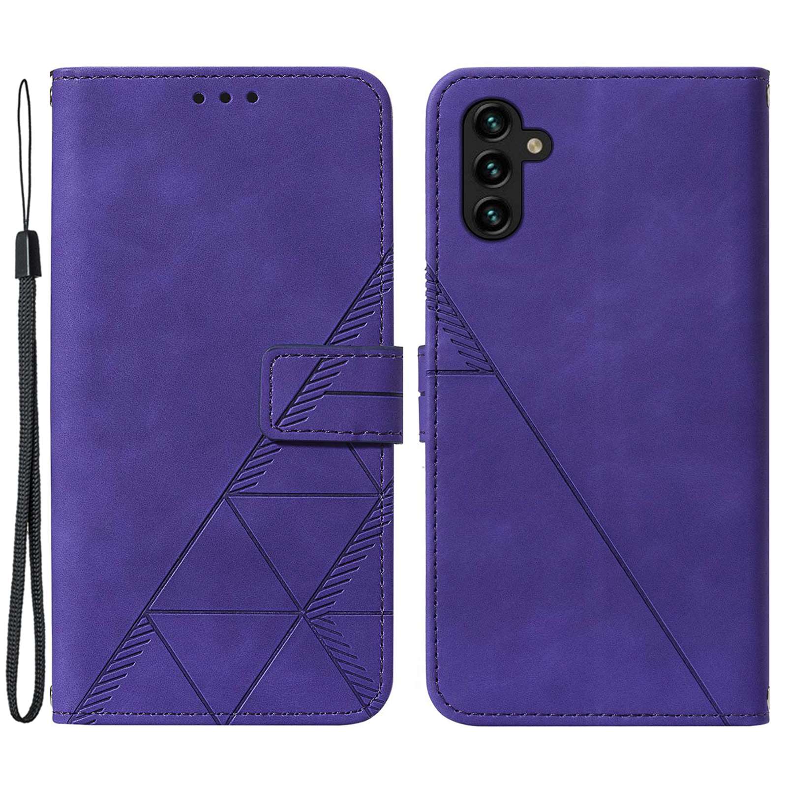 YB Imprinting Series-1 For Samsung Galaxy A14 5G Business Imprinted Lines PU Leather Shockproof Cover Phone Stand Wallet Case