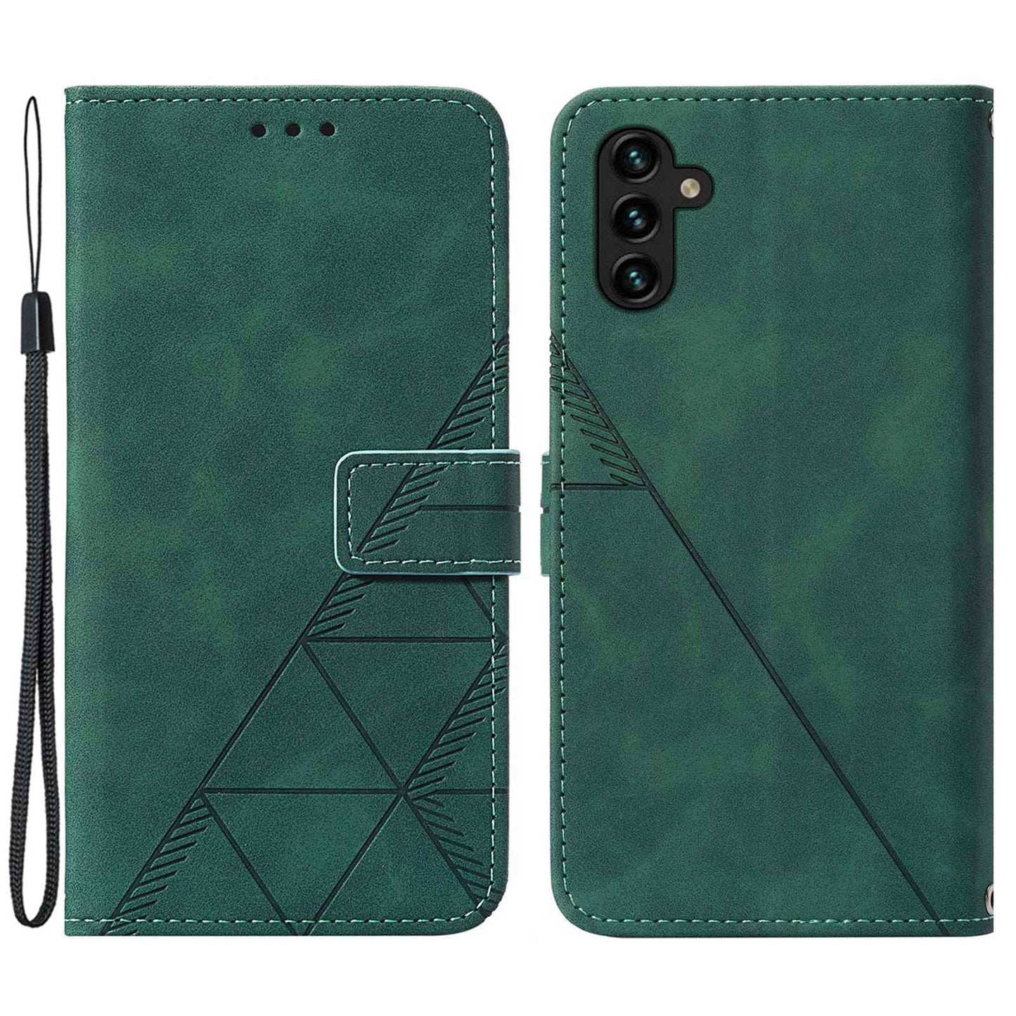 YB Imprinting Series-1 For Samsung Galaxy A14 5G Business Imprinted Lines PU Leather Shockproof Cover Phone Stand Wallet Case