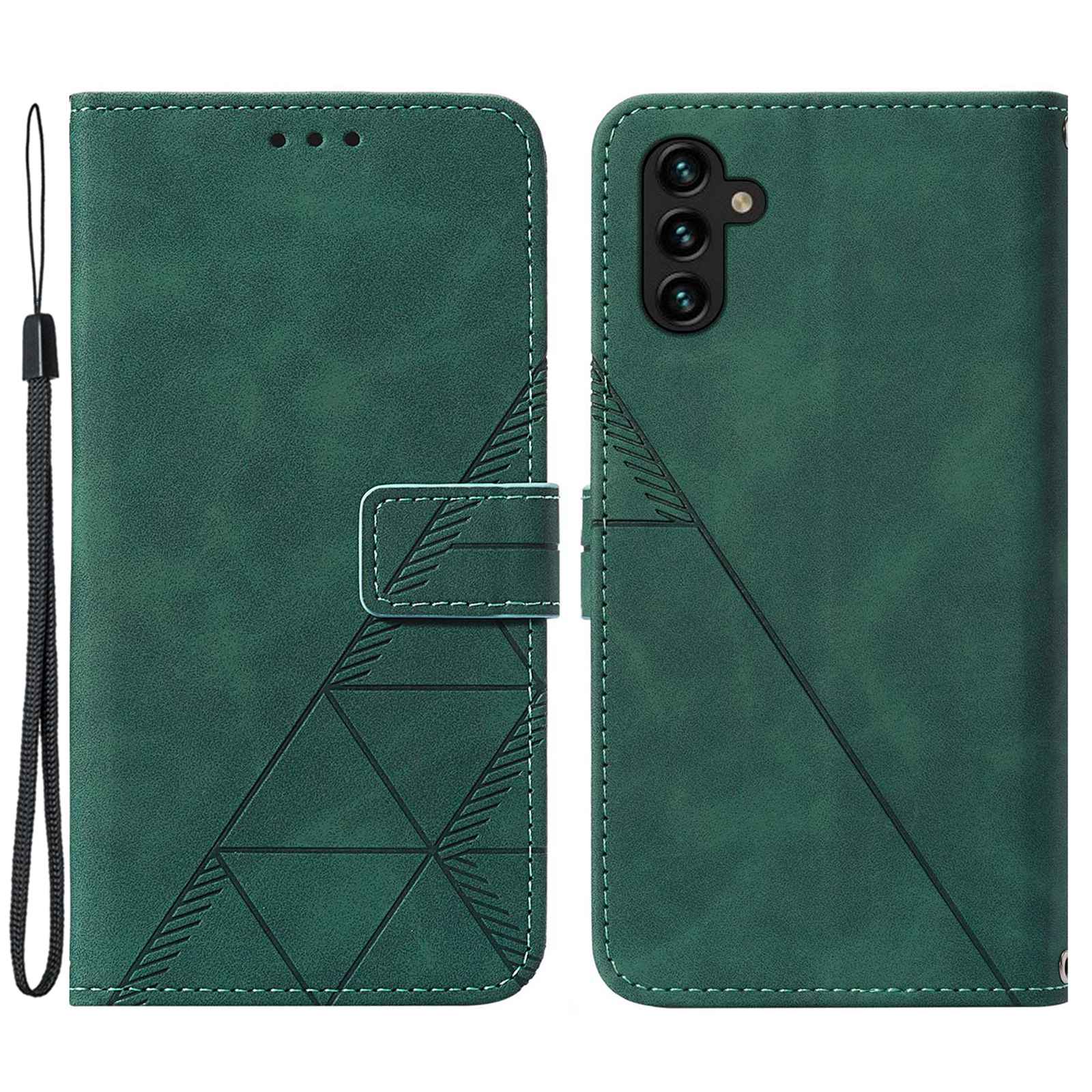 YB Imprinting Series-1 For Samsung Galaxy A14 5G Business Imprinted Lines PU Leather Shockproof Cover Phone Stand Wallet Case