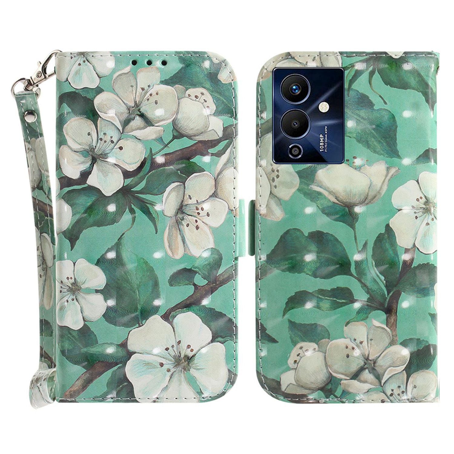 For Infinix Note 12 Pro 5G 3D Pattern Printing Shockproof Phone Case PU Leather + TPU Stand Wallet Cover with Strap