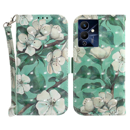 For Infinix Note 12 Pro 5G 3D Pattern Printing Shockproof Phone Case PU Leather + TPU Stand Wallet Cover with Strap