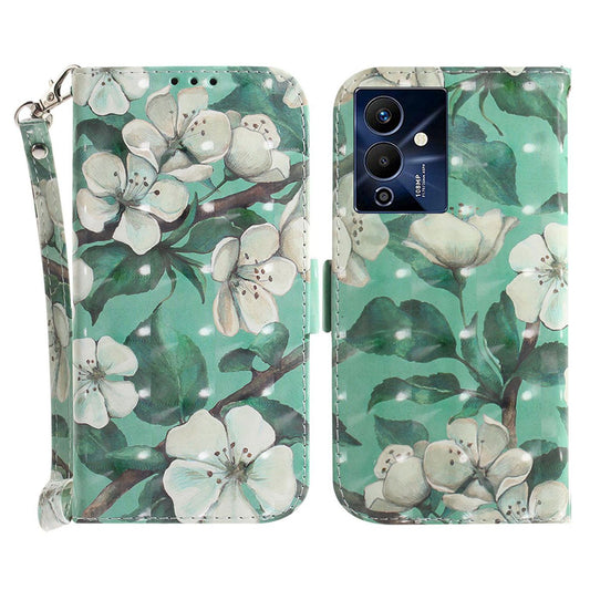 For Infinix Note 12 Pro 5G 3D Pattern Printing Shockproof Phone Case PU Leather + TPU Stand Wallet Cover with Strap