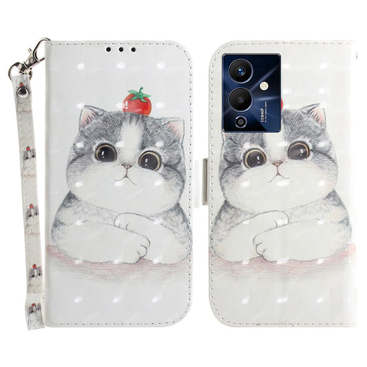 For Infinix Note 12 Pro 5G 3D Pattern Printing Shockproof Phone Case PU Leather + TPU Stand Wallet Cover with Strap