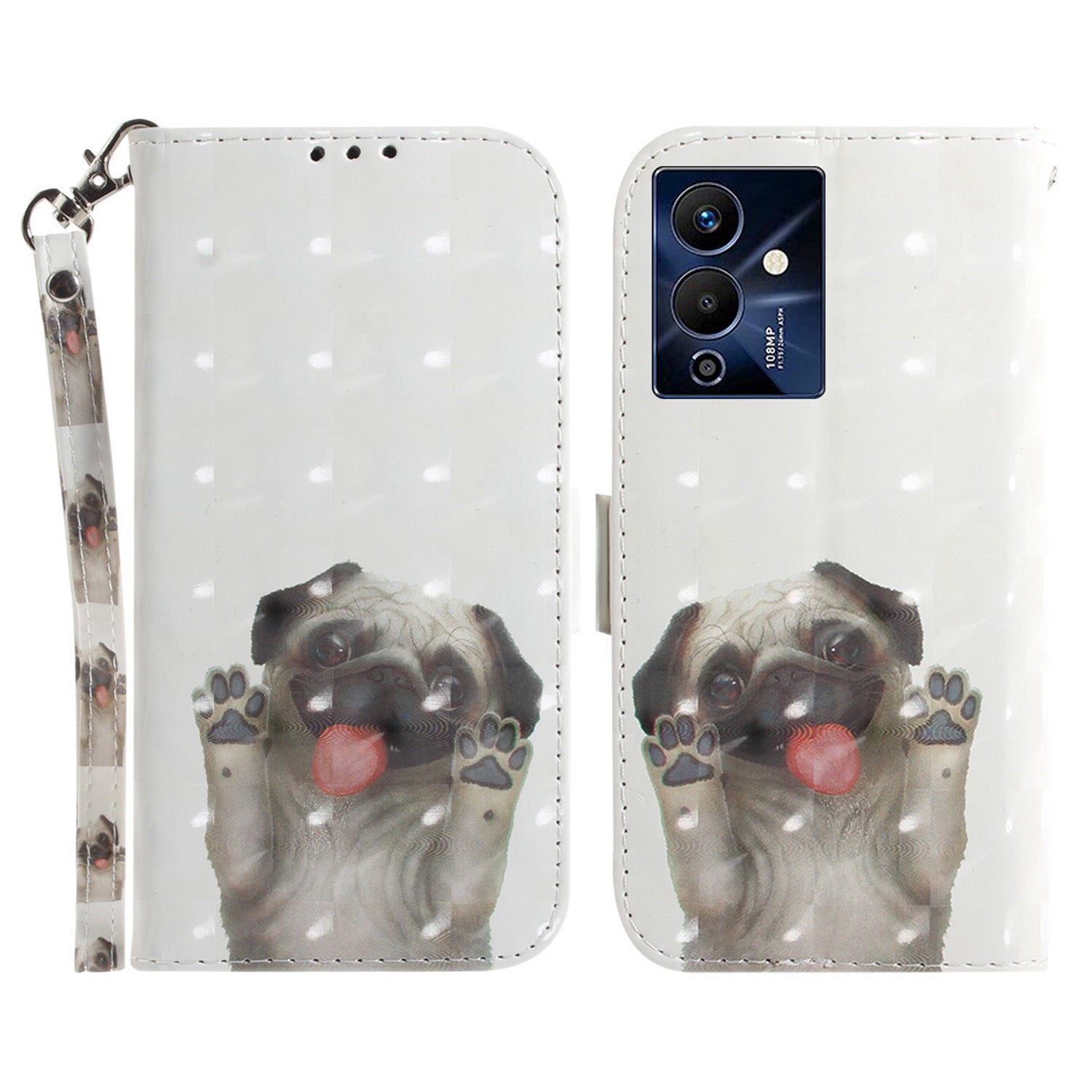 For Infinix Note 12 Pro 5G 3D Pattern Printing Shockproof Phone Case PU Leather + TPU Stand Wallet Cover with Strap