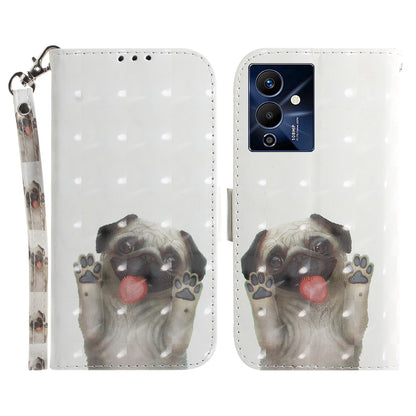 For Infinix Note 12 Pro 5G 3D Pattern Printing Shockproof Phone Case PU Leather + TPU Stand Wallet Cover with Strap