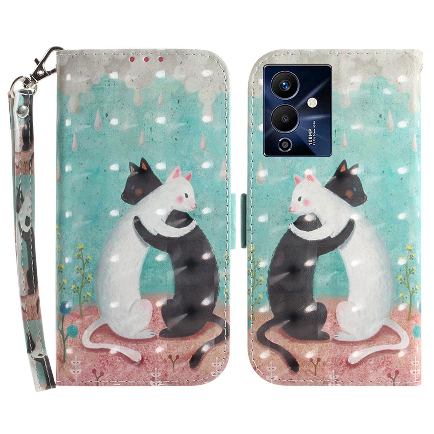 For Infinix Note 12 Pro 5G 3D Pattern Printing Shockproof Phone Case PU Leather + TPU Stand Wallet Cover with Strap