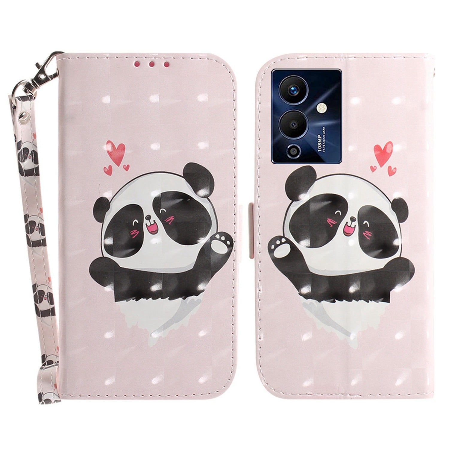 For Infinix Note 12 Pro 5G 3D Pattern Printing Shockproof Phone Case PU Leather + TPU Stand Wallet Cover with Strap