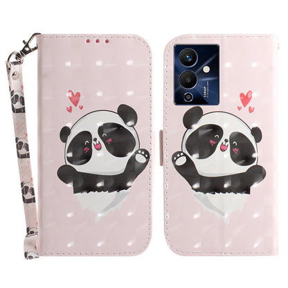 For Infinix Note 12 Pro 5G 3D Pattern Printing Shockproof Phone Case PU Leather + TPU Stand Wallet Cover with Strap
