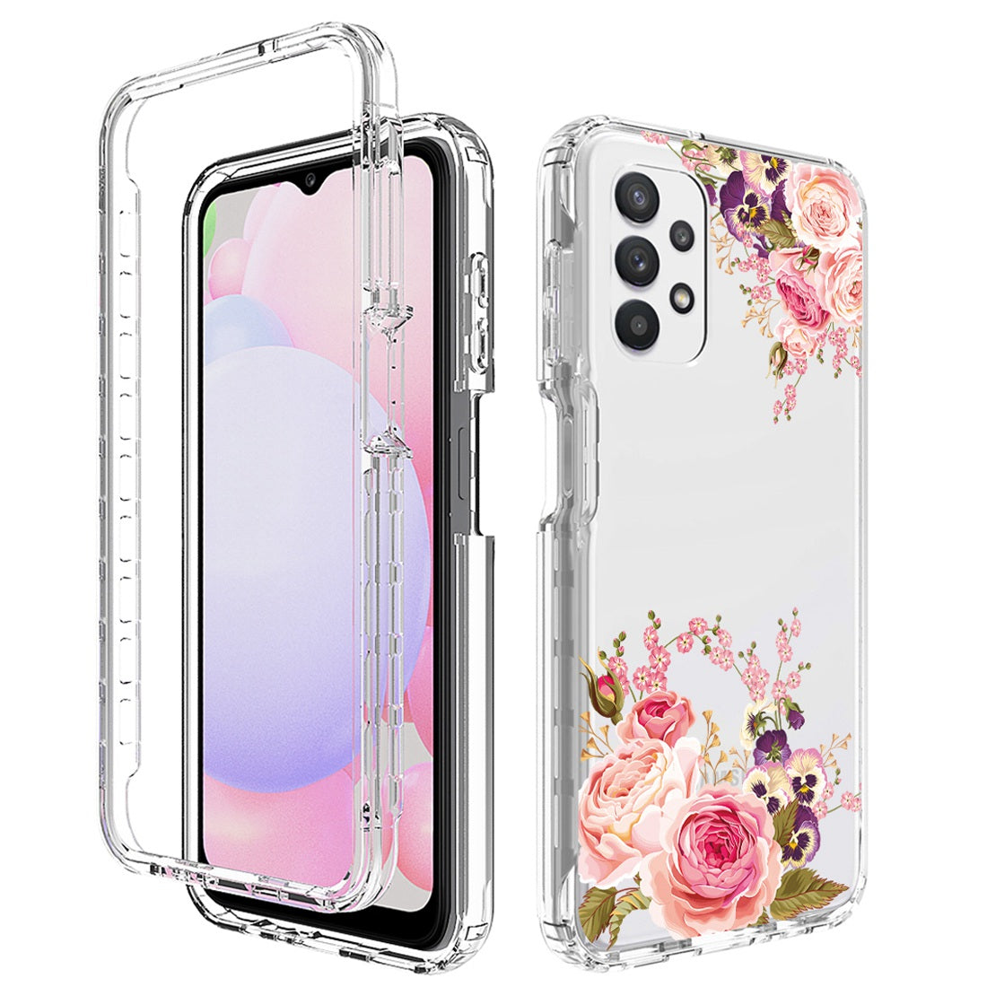 2-in-1 Stylish Pattern Printing Phone Case For Samsung Galaxy A13 4G, PC Frame + TPU Transparent Phone Cover