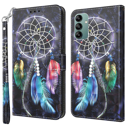 For Samsung Galaxy A04s 4G (164.7 x 76.7 x 9.1 mm) 3D Pattern Printing PU Leather Shockproof Case Phone Wallet Stand Anti-drop Cover with Strap