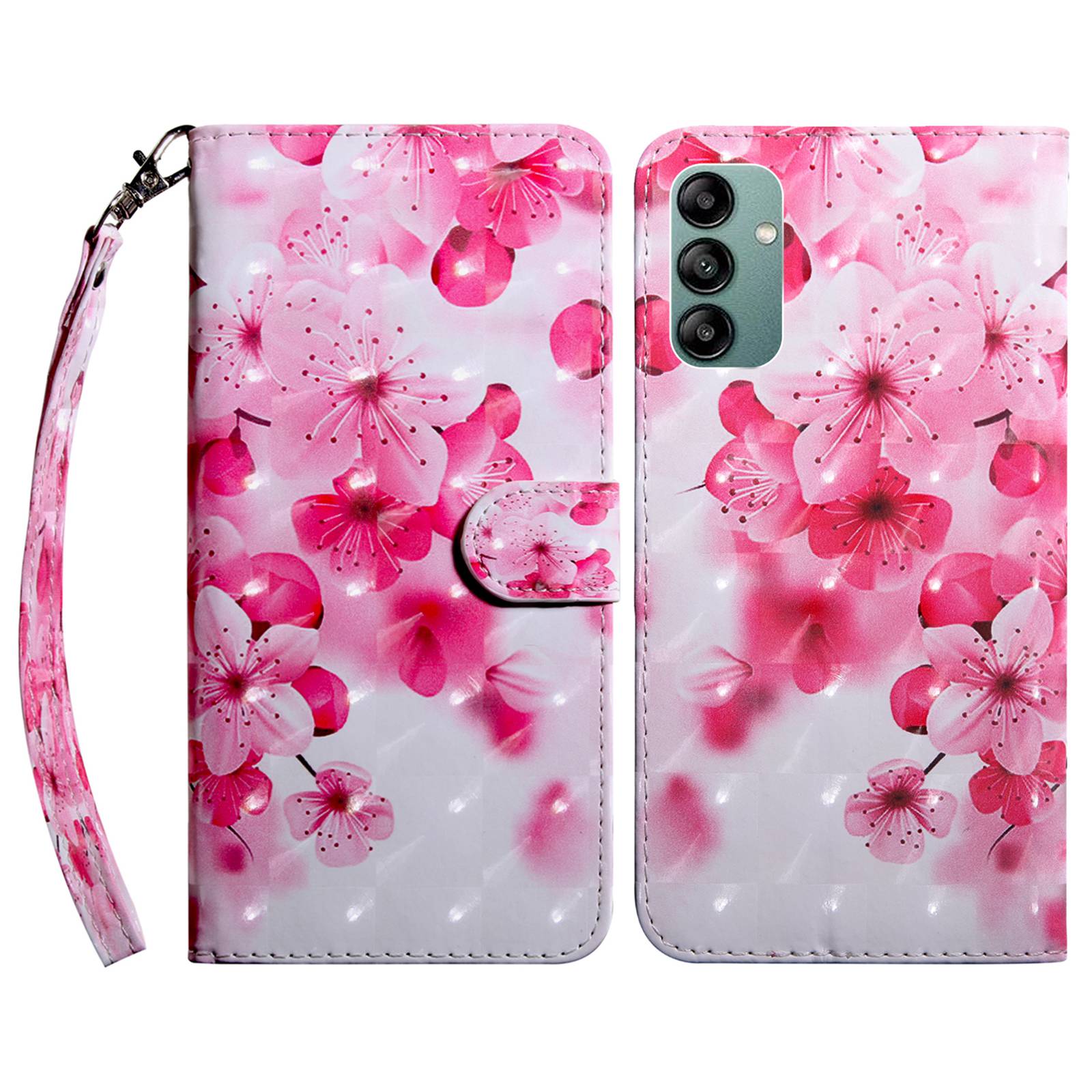For Samsung Galaxy A04s 4G (164.7 x 76.7 x 9.1 mm) 3D Pattern Printing PU Leather Shockproof Case Phone Wallet Stand Anti-drop Cover with Strap