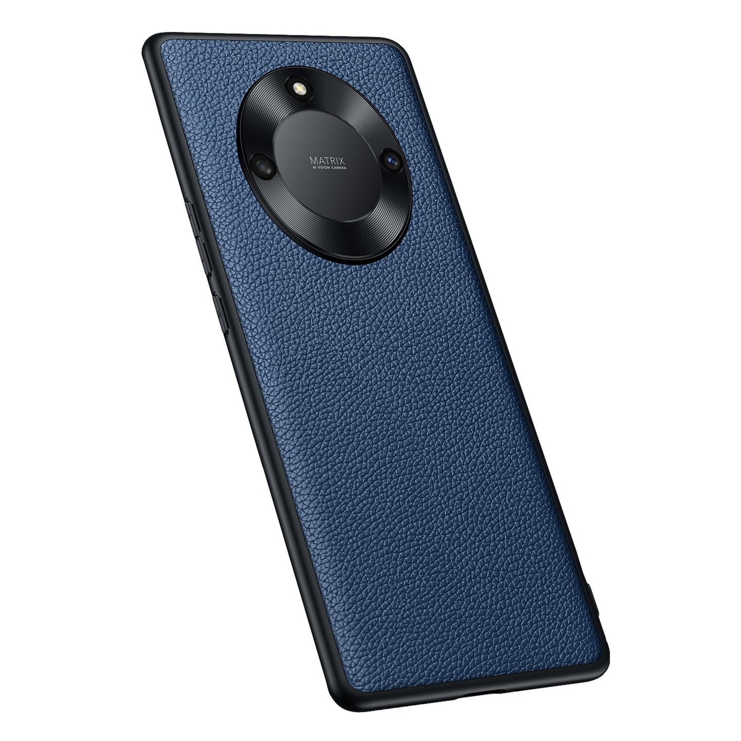 For Honor X40 5G  Litchi Texture Anti-slip Phone Case Cowhide Genuine Leather Coated TPU Back Cover with Metal Camera Frame
