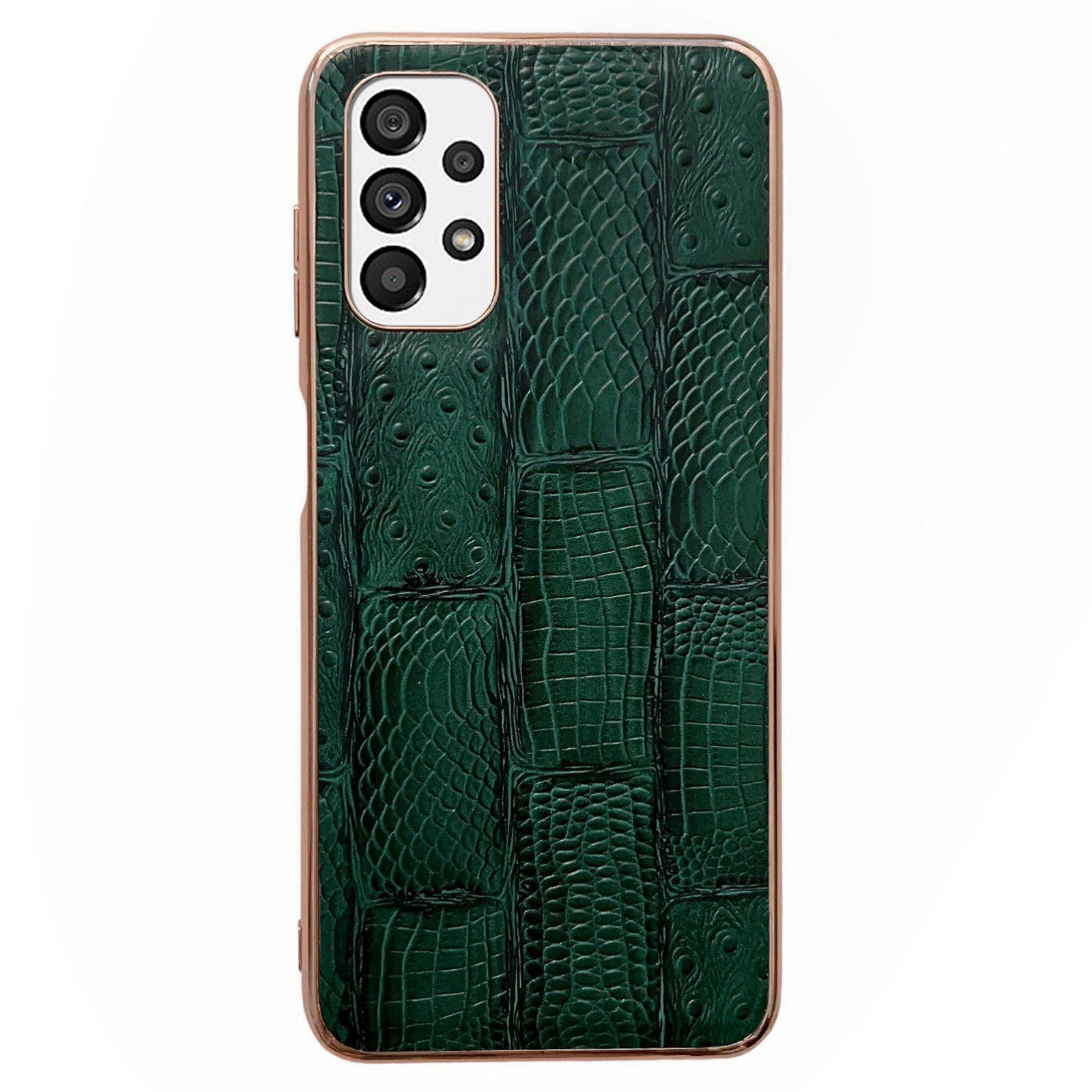 Nano Electroplating Phone Case for Samsung Galaxy A23 4G / 5G (Global Version), Mahjong Texture Genuine Cowhide Leather+PC+TPU Anti-scratch Phone Cover