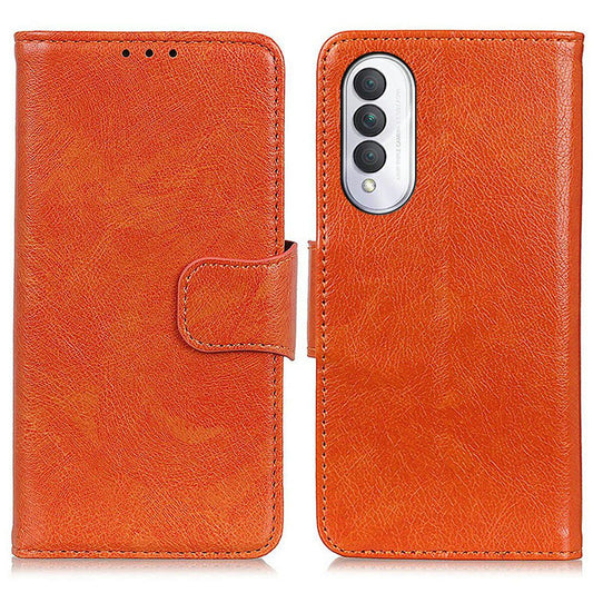 For Honor X20 SE 5G Split Leather Flip Stand Case Nappa Texture Magnetic Clasp Phone Wallet Cover