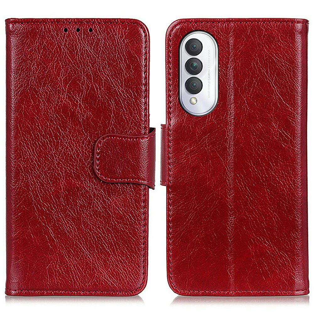 For Honor X20 SE 5G Split Leather Flip Stand Case Nappa Texture Magnetic Clasp Phone Wallet Cover