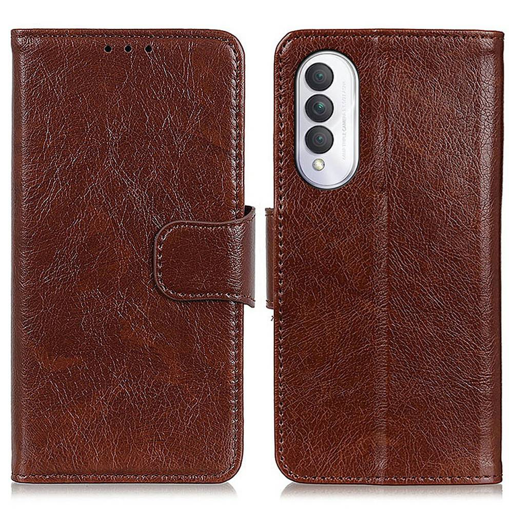 For Honor X20 SE 5G Split Leather Flip Stand Case Nappa Texture Magnetic Clasp Phone Wallet Cover