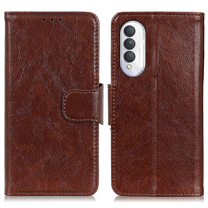 For Honor X20 SE 5G Split Leather Flip Stand Case Nappa Texture Magnetic Clasp Phone Wallet Cover