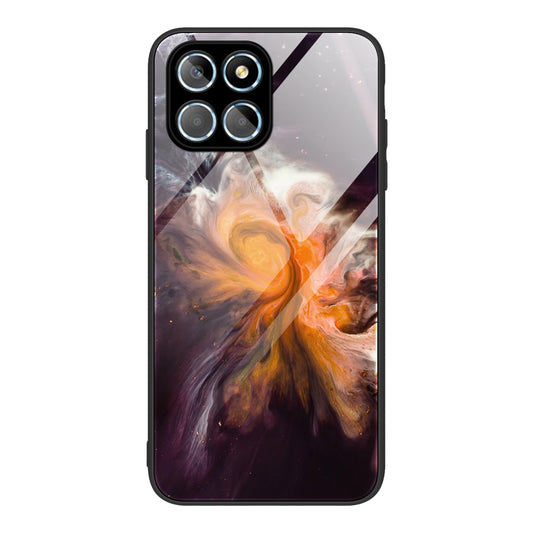 For Honor X8 5G Marble Pattern Printing Phone Case Soft TPU Bumper Shockproof Tempered Glass Back Cover