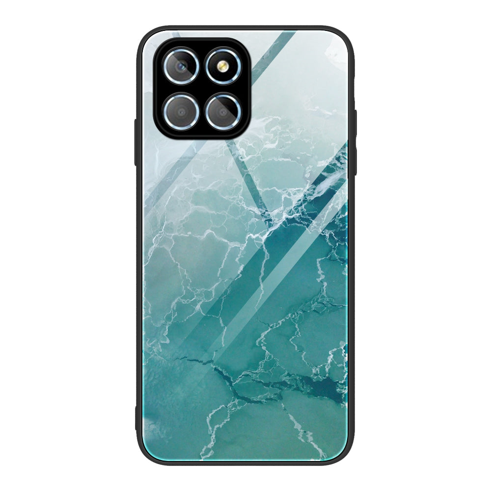 For Honor X8 5G Marble Pattern Printing Phone Case Soft TPU Bumper Shockproof Tempered Glass Back Cover