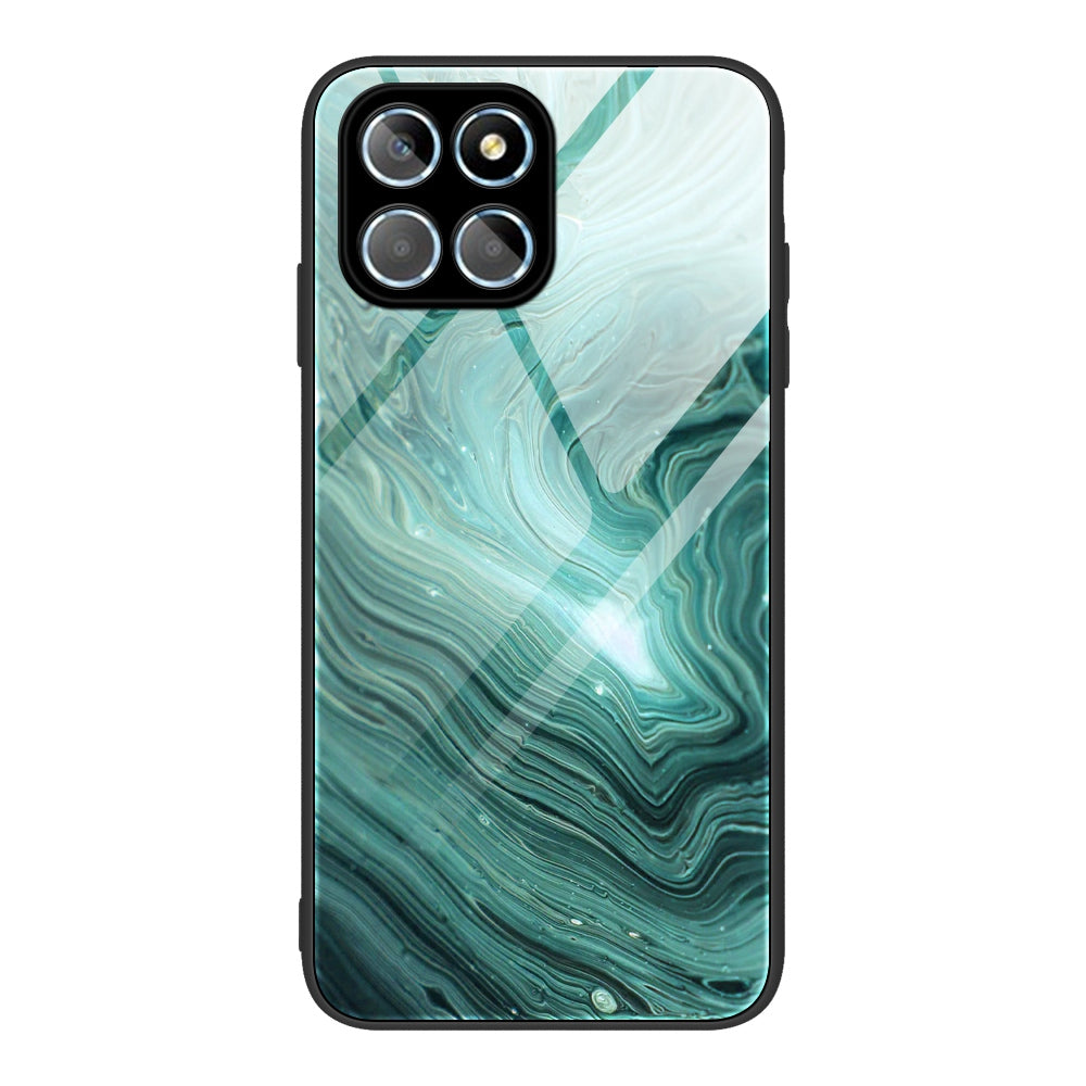 For Honor X8 5G Marble Pattern Printing Phone Case Soft TPU Bumper Shockproof Tempered Glass Back Cover