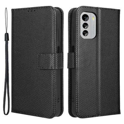 For Nokia G60 5G Diamond Texture PU Leather Stand Case Anti-scratch Folio Flip Phone Wallet Cover