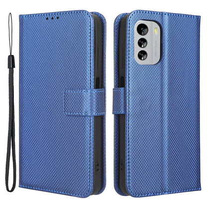 For Nokia G60 5G Diamond Texture PU Leather Stand Case Anti-scratch Folio Flip Phone Wallet Cover