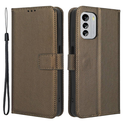 For Nokia G60 5G Diamond Texture PU Leather Stand Case Anti-scratch Folio Flip Phone Wallet Cover