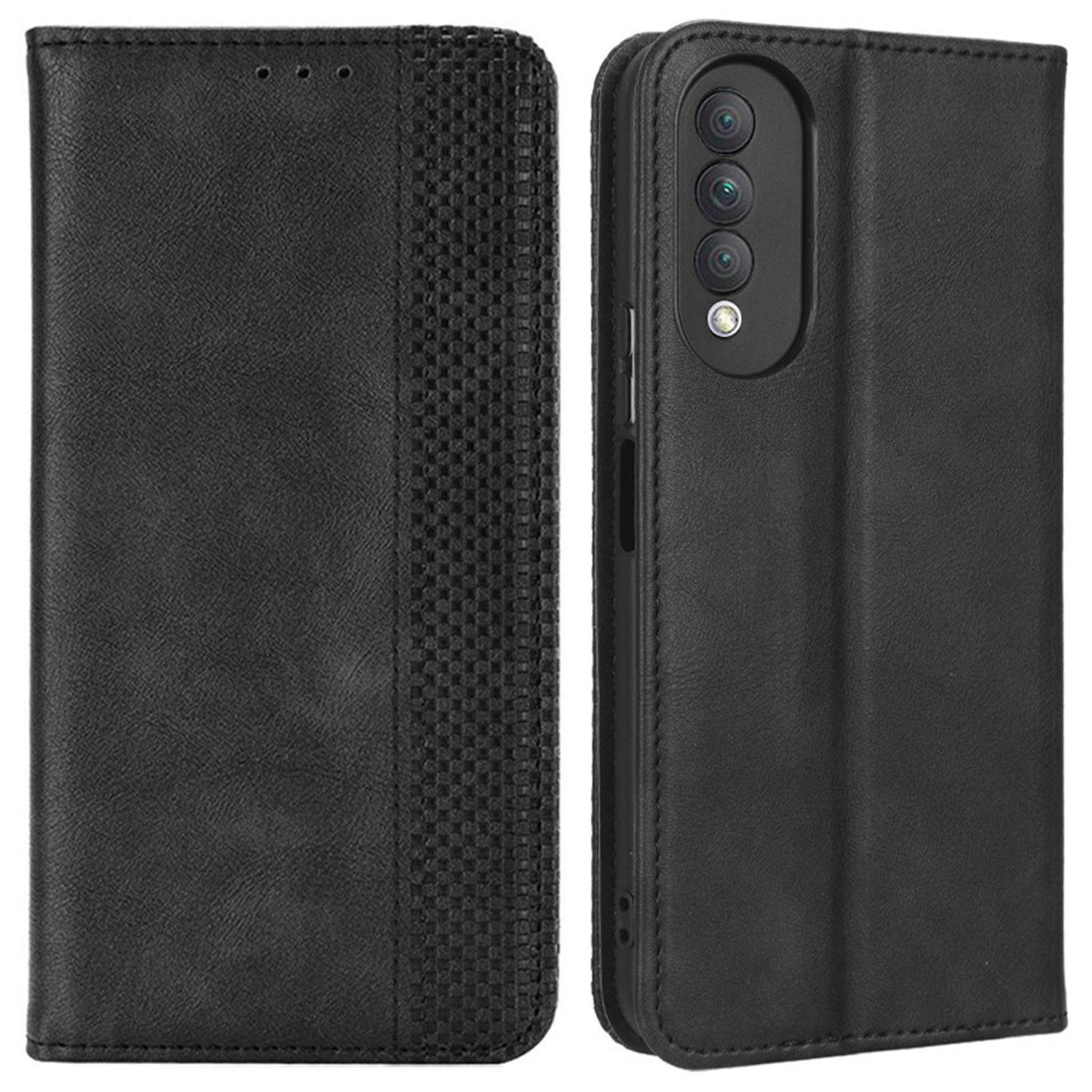 Retro Texture Imprinted Phone Case For Huawei nova 10z 4G / Honor X20 SE, PU Leather Wallet Stand Magnetic Auto-absorbed Anti-scratch Smartphone Cover