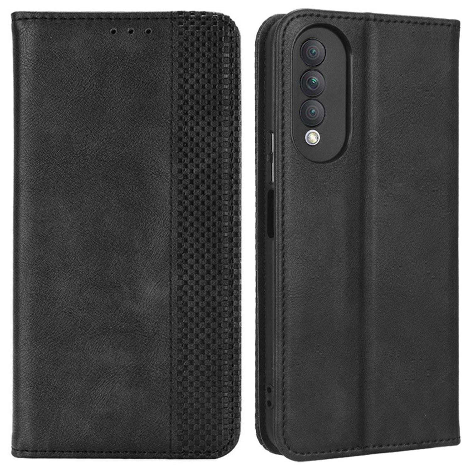 Retro Texture Imprinted Phone Case For Huawei nova 10z 4G / Honor X20 SE, PU Leather Wallet Stand Magnetic Auto-absorbed Anti-scratch Smartphone Cover