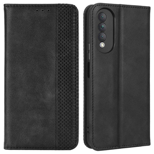 Retro Texture Imprinted Phone Case For Huawei nova 10z 4G / Honor X20 SE, PU Leather Wallet Stand Magnetic Auto-absorbed Anti-scratch Smartphone Cover