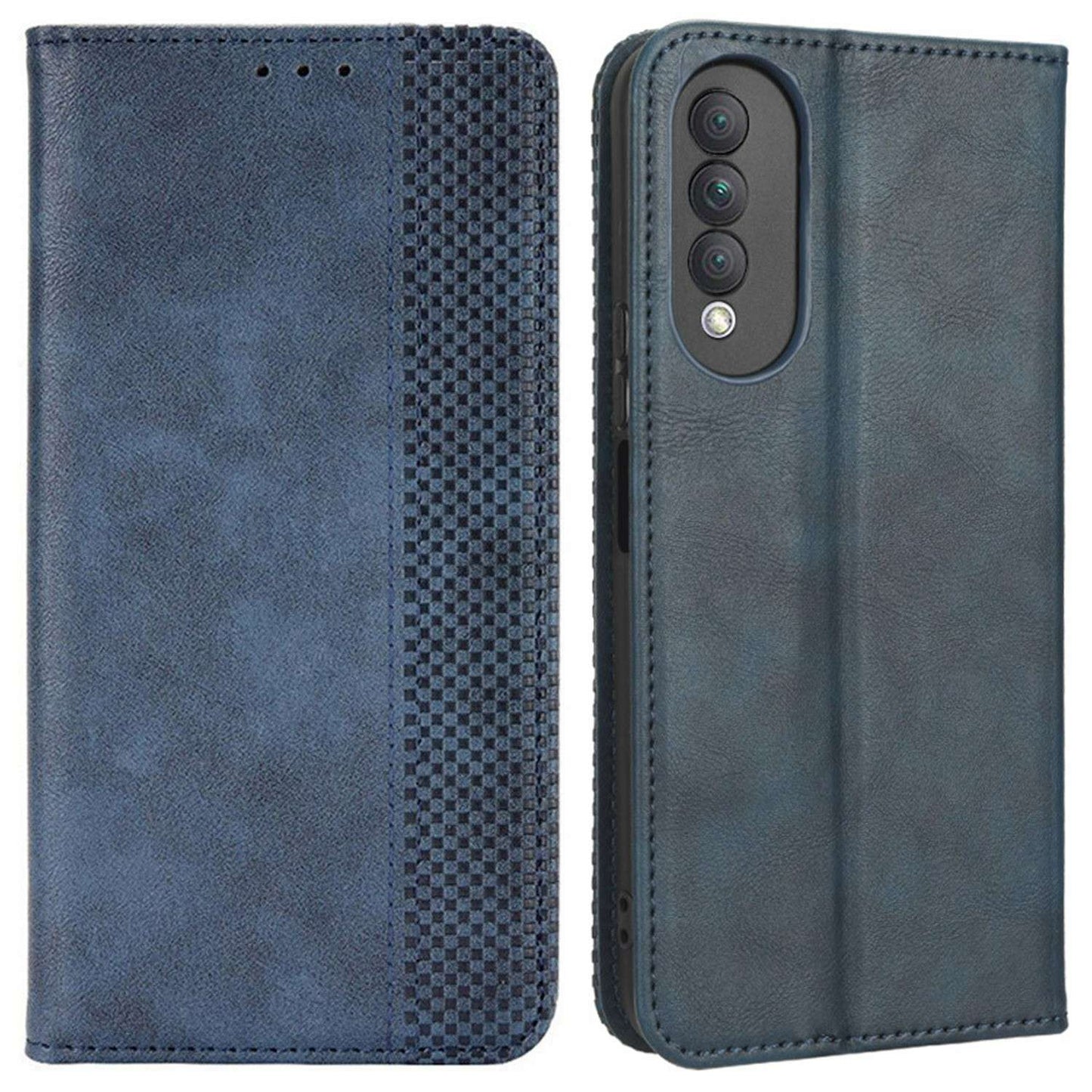 Retro Texture Imprinted Phone Case For Huawei nova 10z 4G / Honor X20 SE, PU Leather Wallet Stand Magnetic Auto-absorbed Anti-scratch Smartphone Cover