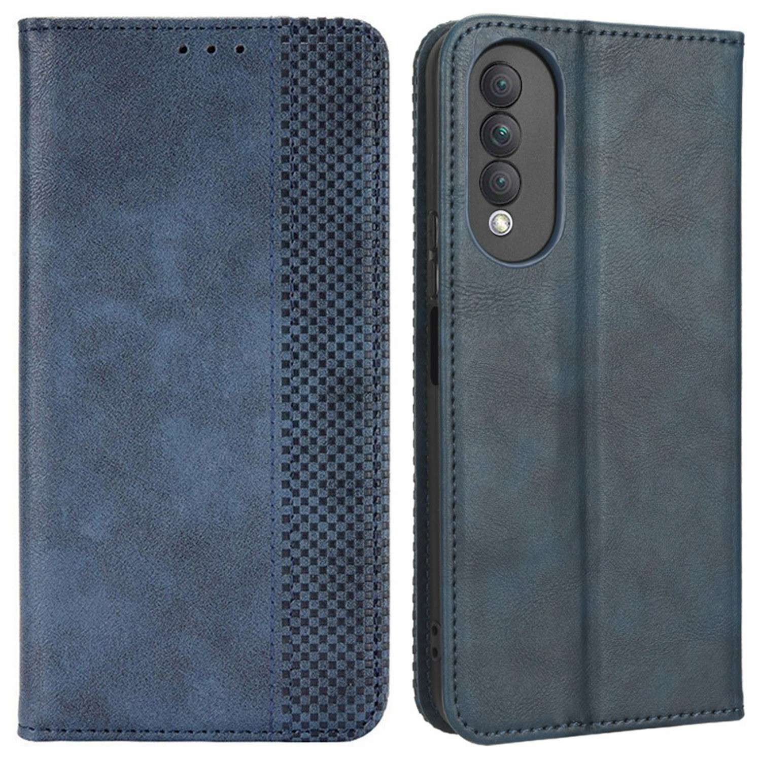 Retro Texture Imprinted Phone Case For Huawei nova 10z 4G / Honor X20 SE, PU Leather Wallet Stand Magnetic Auto-absorbed Anti-scratch Smartphone Cover