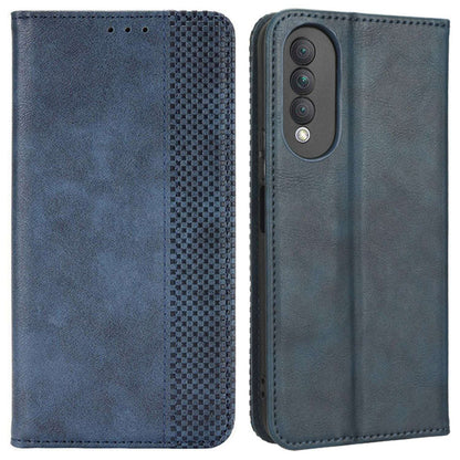 Retro Texture Imprinted Phone Case For Huawei nova 10z 4G / Honor X20 SE, PU Leather Wallet Stand Magnetic Auto-absorbed Anti-scratch Smartphone Cover