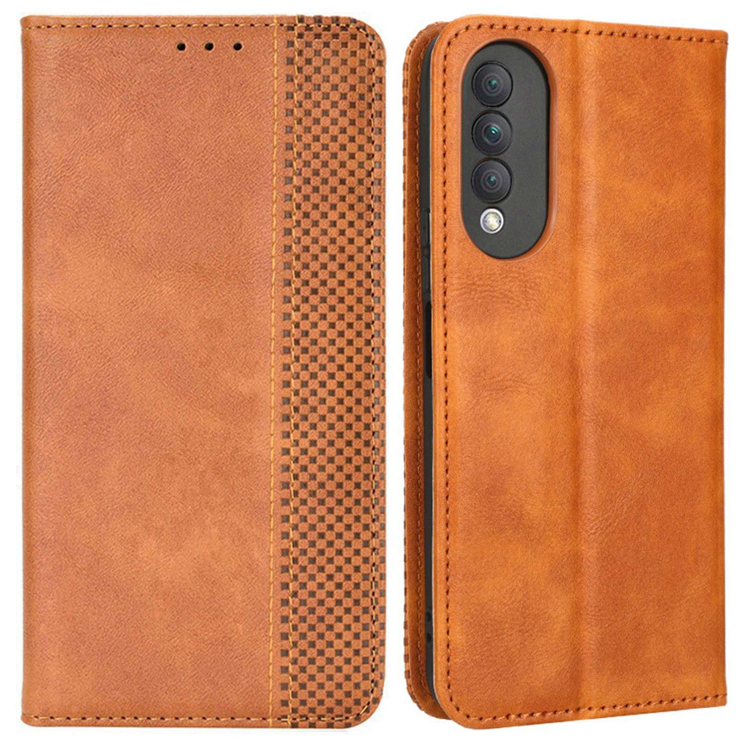 Retro Texture Imprinted Phone Case For Huawei nova 10z 4G / Honor X20 SE, PU Leather Wallet Stand Magnetic Auto-absorbed Anti-scratch Smartphone Cover